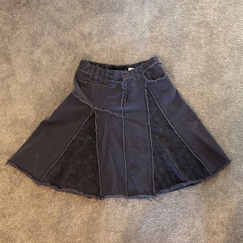 H&M Dark Navy Panelled A-Line Skirt